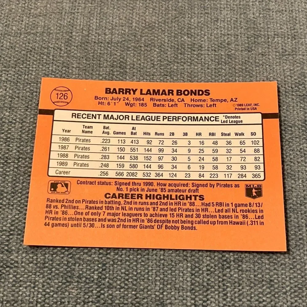 1990 Donruss Pittsburgh Pirates Baseball Card Trading Card